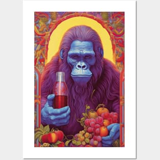 Gorilla and wine Posters and Art